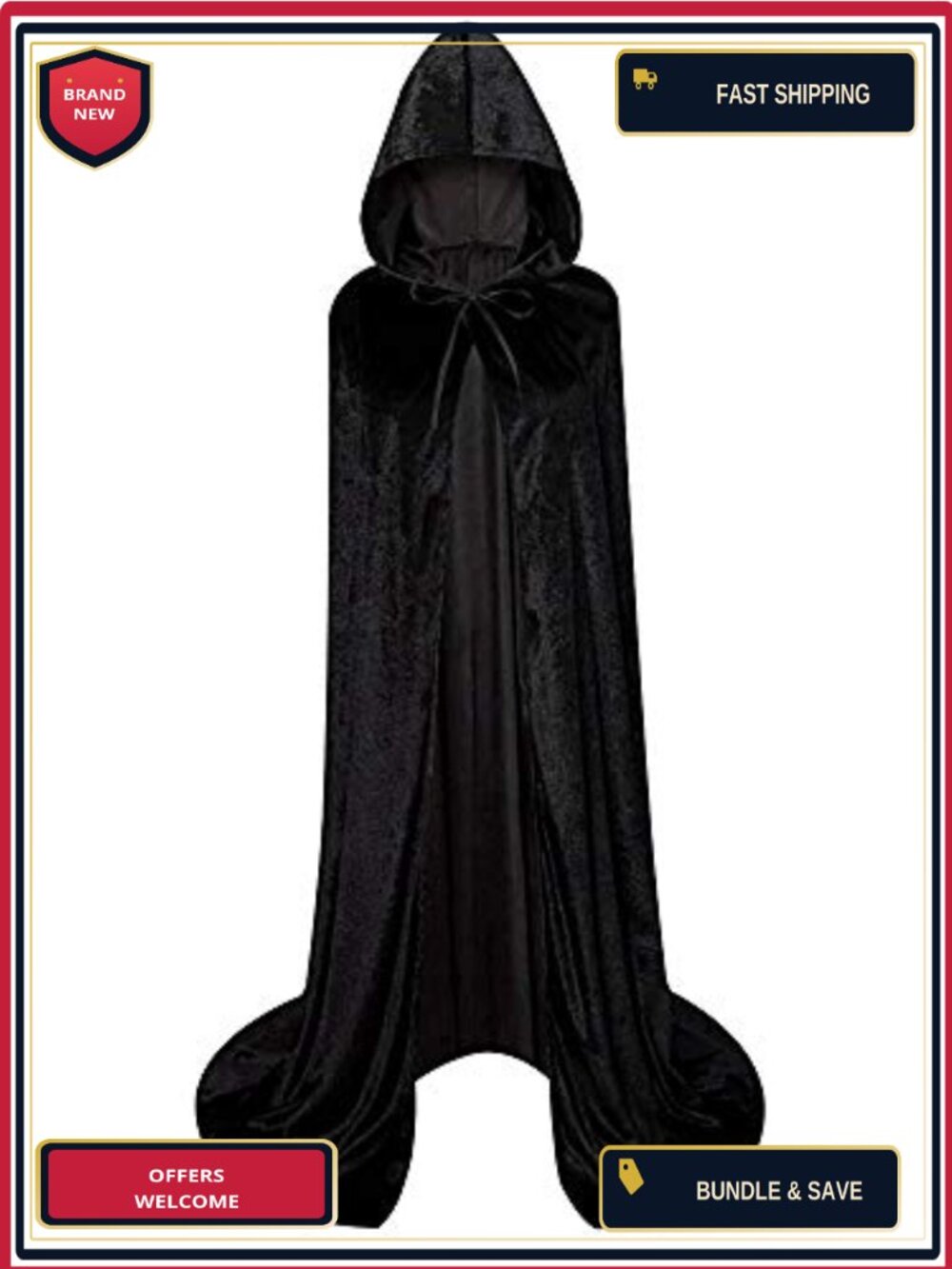 Unisex Full Length Hooded Velvet Cloak Cape Cosplay Halloween Costume